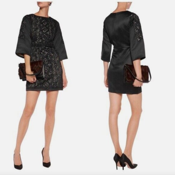 Maje Dresses & Skirts - MAJE Rebecca Black Sheath 3/4 Sleeve Mini Dress French Size 3 Approx 6 M